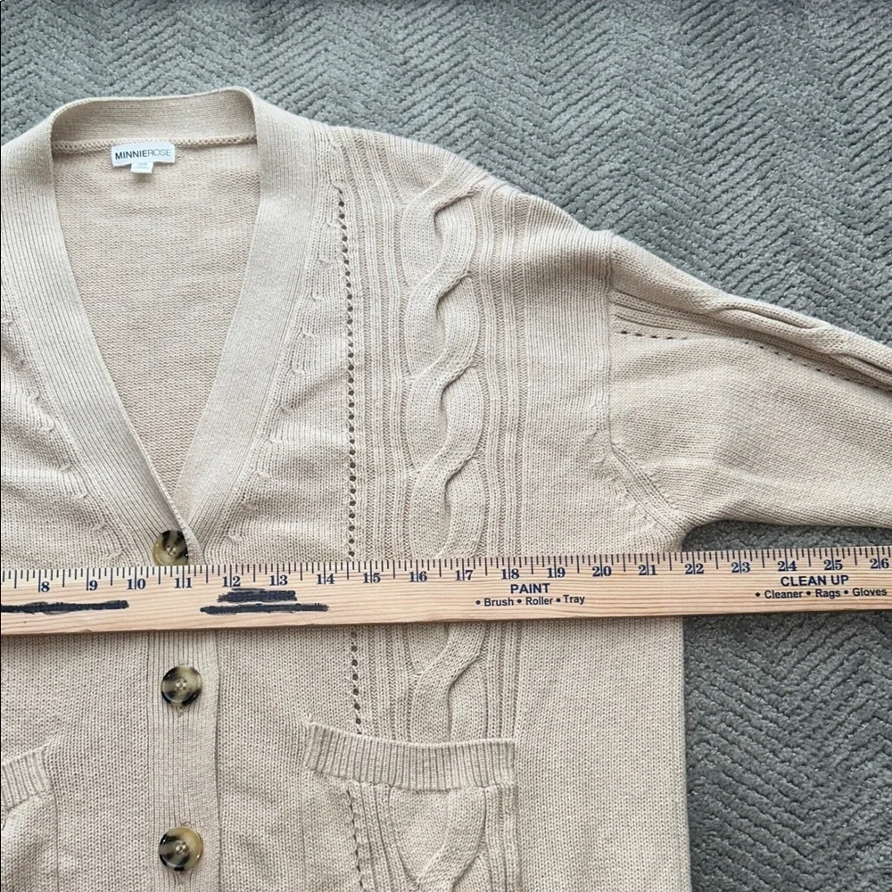 MINNIE ROSE COTTON CASHMERE OVERSIZED CARDIGAN BROWN SUGAR SIZE O/S - Picture 8 of 10